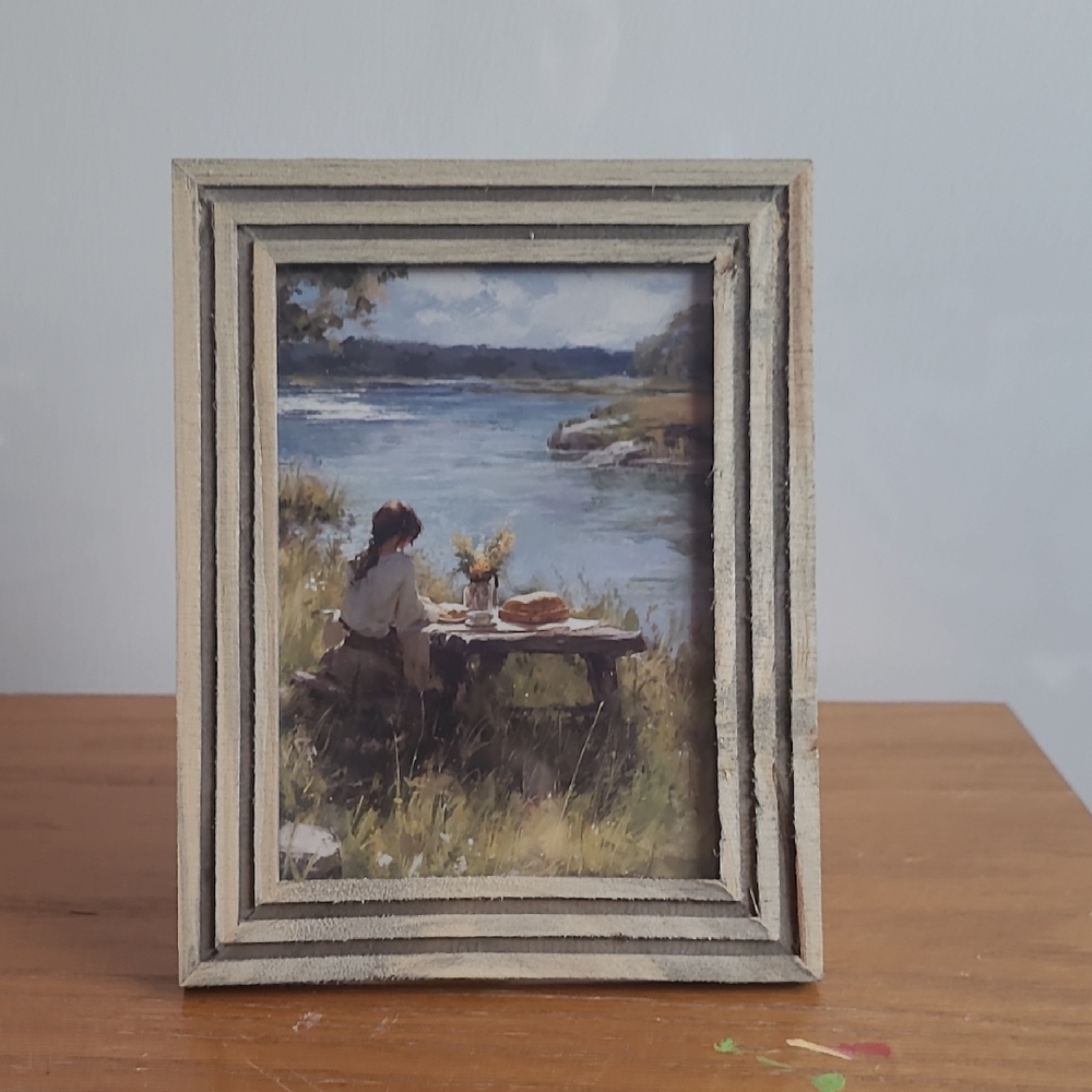 Rustic Wooden Picture Frame with Artwork